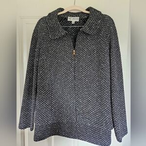 St John 2 Pc Skirt Suit, Navy/white Sz 14